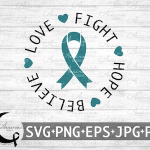 Tourette's Syndrome Love Fight Hope Believe Ribbon svg, Tourette's Syndrome Awareness Ribbon, Tourette's Syndrome Support Squad, Tourette's