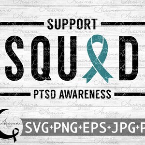 Post-Traumatic Stress Disorder Support Squad Ribbon svg, PTSD Awareness Ribbon, PTSD Never Give Up, Ptsd Warrior, Ptsd Fighter, PTSD Ribbon