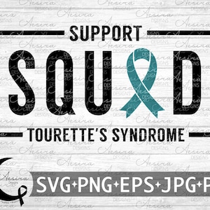 Tourette's Syndrome Support Squad Ribbon svg, Tourette's Syndrome Awareness Ribbon, Tourette's Syndrome Never Give Up, Tourette's Warrior