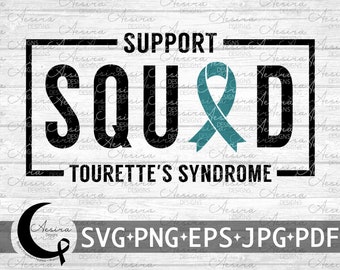 Tourette's Syndrome Support Squad Ribbon svg, Tourette's Syndrome Awareness  Ribbon, Tourette's Syndrome Never Give Up, Tourette's