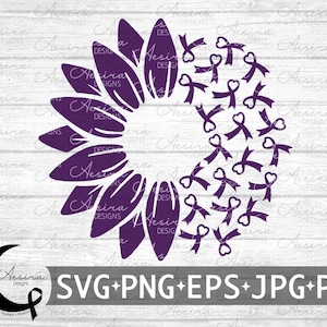 Arnold Chiari Malformation Sunflower Heart Ribbon SVG, Chiari Malformation Awareness Ribbon, Chiari Support Squad, Chiari Sunflower Ribbon