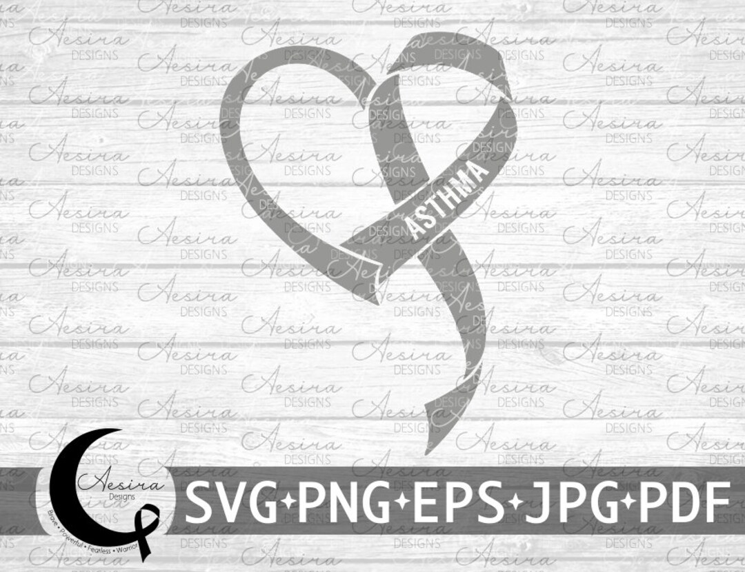 Asthma Heart Ribbon SVG, Asthma Awareness Ribbon, Asthma Support Squad ...