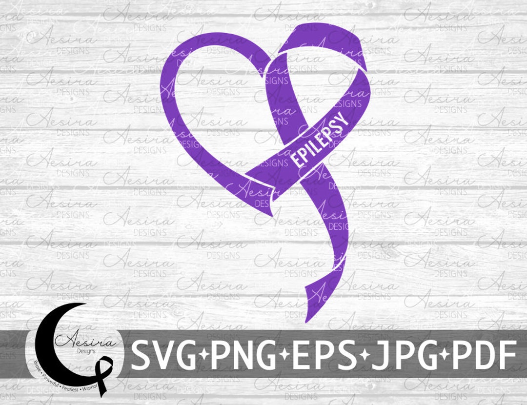 Epilepsy Heart Ribbon Svg, Epilepsy Awareness Ribbon, Epilepsy Support ...