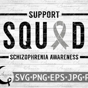 Cinta del escuadrón de apoyo a la esquizofrenia svg, Cinta de concienciación sobre la esquizofrenia, Esquizofrenia nunca se rinde, Guerrero de la esquizofrenia, Esquizofrenia