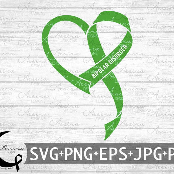 Bipolar Disorder Heart Ribbon SVG, Bipolar Awareness Ribbon, Bipolar Support Squad, Bipolar Warrior Fighter, Bipolar Be Strong Fight