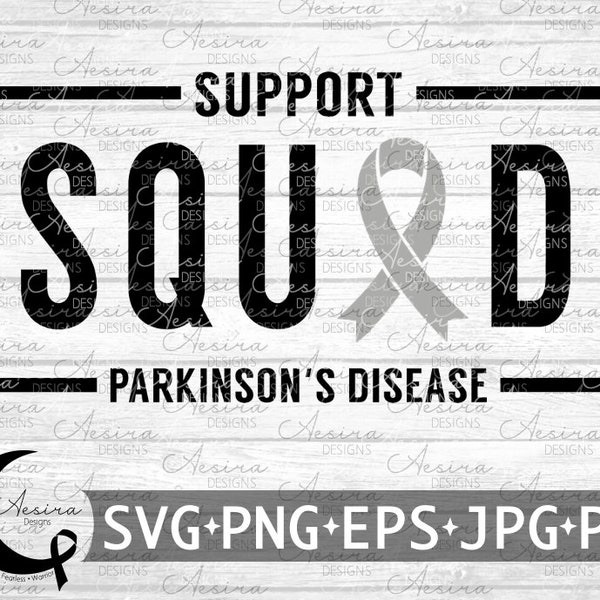 Parkinson's Disease Support Squad Ribbon svg, Parkinson's Awareness Ribbon, Parkinson's Never Give Up, Parkinson's Warrior, Parkinsons Fight