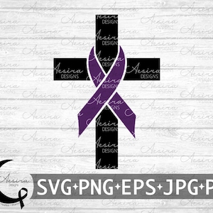 Arnold Chiari Malformation Cross Ribbon SVG, Chiari Malformation Awareness Ribbon, Chiari Malformation Support Squad, Chiari Faith Hope svg