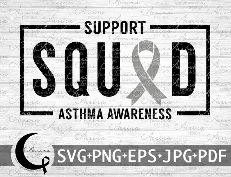 Asthma Support Squad Ribbon SVG, Asthma Awareness Ribbon, Asthma Never ...