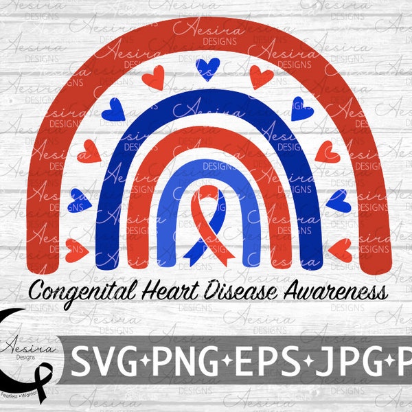 Congenital Heart Disease Rainbow Boho SVG, Congenital Heart Awareness, CHD Support Squad, Heart Disease Warrior Fighter, CHD Strong