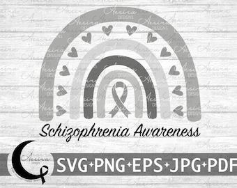 Schizophrenia Rainbow Ribbon svg, Schizophrenia Awareness Ribbon, Schizophrenia Support Squad, Schizophrenia Warrior, Schizophrenia Fighter