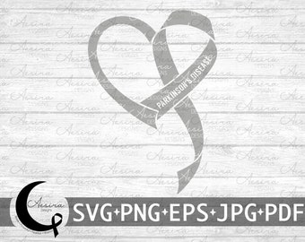 Parkinson&#39;s Disease Heart Ribbon svg, Parkinson&#39;s Awareness Ribbon, Parkinson&#39;s Support Squad, Parkinson&#39;s Warrior, Parkinson&#39;s Fighter