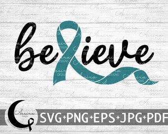 Transtorno de estresse pós-traumático Believe Ribbon svg, PTSD Awareness Ribbon, PTSD Support Squad, Ptsd Warrior, Ptsd Fighter, PTSD Ribbon svg