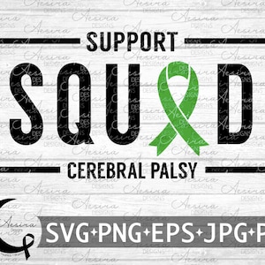 Paralisi cerebrale Support Squad Ribbon SVG, Consapevolezza della paralisi cerebrale, Paralisi cerebrale non mollare mai, Combattente della paralisi cerebrale, CP Sii forte