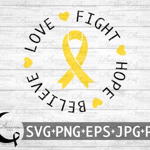 Endometriosis Love Fight Hope Believe Ribbon svg, Endometriosis Awareness Ribbon, Endometriosis Support Squad, Endometriosis Warrior