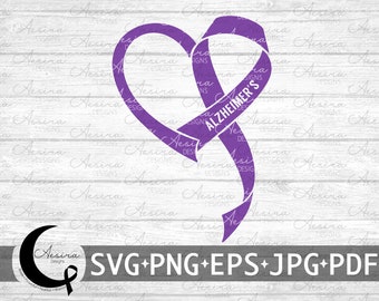 Alzheimer&#39;s Heart Ribbon SVG, Alzheimer&#39;s Awareness, Alzheimers Support Squad, Alzheimers Faith Hope Believe, Alzheimers Ribbon