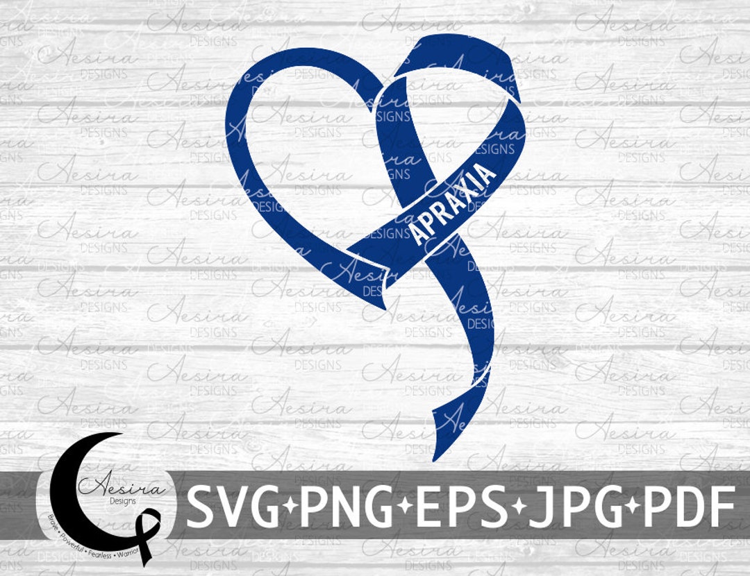 Apraxia Heart Ribbon SVG, Apraxia Awareness Ribbon, Apraxia Support ...