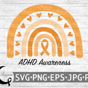 ADHD Regenbogen Boho SVG, Adhd Bewusstsein, Adhd Support Squad, Adhd Ribbon Krieger Kämpfer, Aufmerksamkeits-Defizit-Störung Regenbogen, Adhd Be Strong