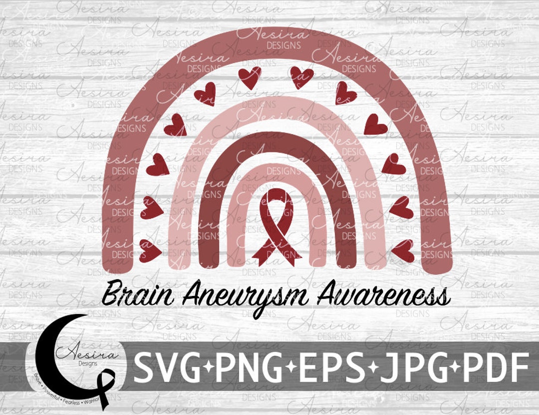 Brain Aneurysm Rainbow Boho SVG, Brain Aneurysm Awareness, Brain ...