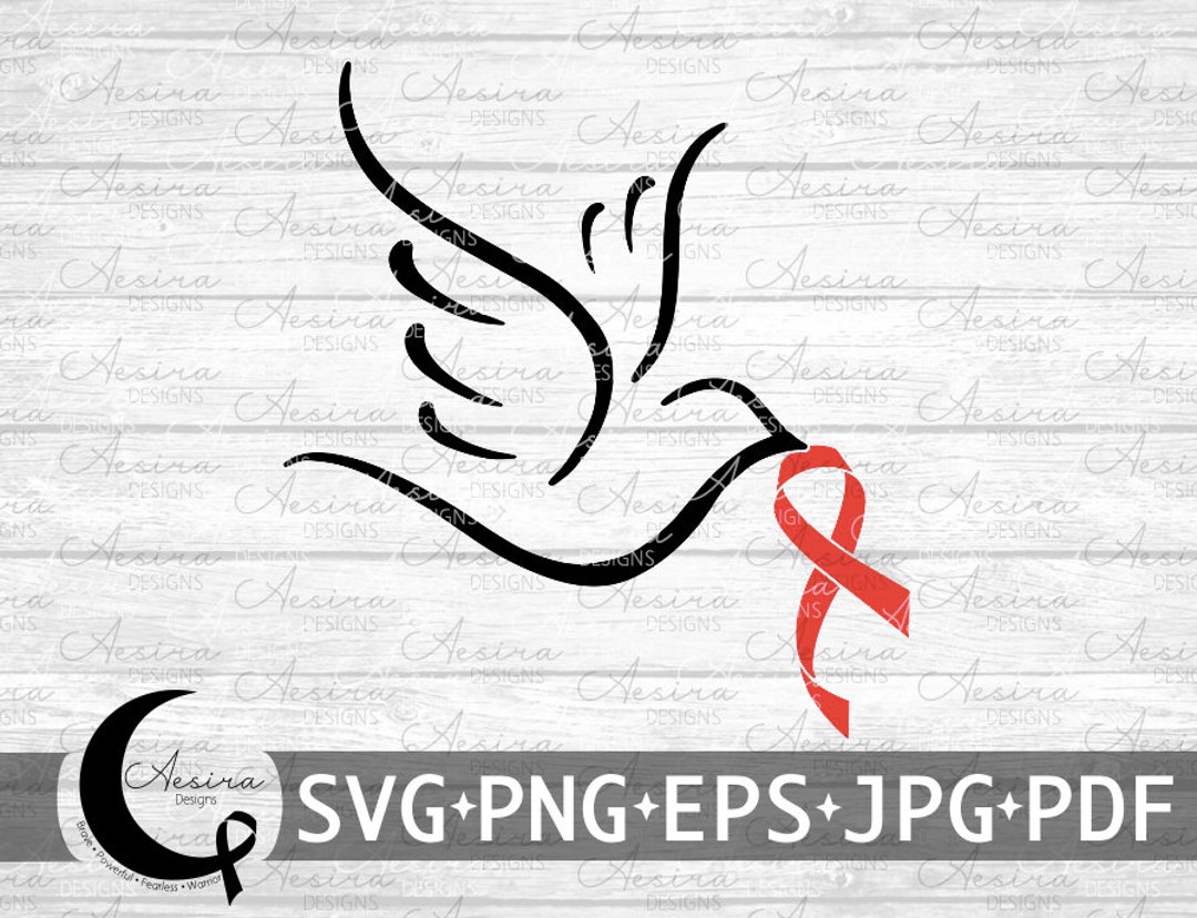 HIV AIDS Dove Ribbon Svg, Hiv Aids Awareness Ribbon, Hiv Aids Support ...