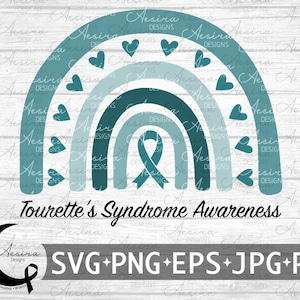 Tourette's Syndrome Rainbow Ribbon svg, Tourette's Syndrome Awareness Ribbon, Tourette's Syndrome Support Squad, Tourette's Warrior Fighter