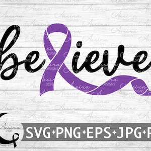 Ruban Alzheimer Believe SVG, sensibilisation à la maladie d&#39;Alzheimer, équipe de soutien de la maladie d&#39;Alzheimer, guerrier ruban Alzheimer, combattant Alzheimer
