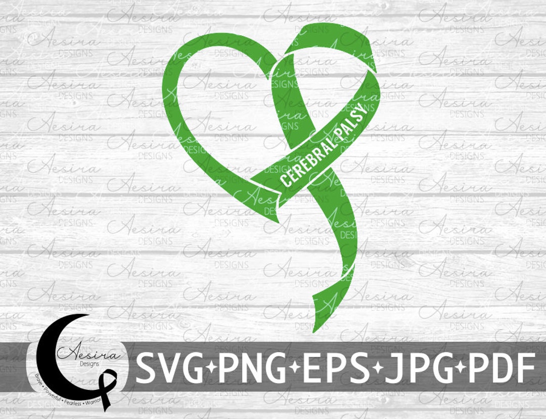 Cerebral Palsy Heart Ribbon SVG, Cerebral Palsy Awareness, Cerebral ...