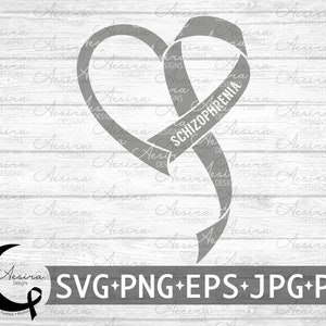 Cinta del corazón de esquizofrenia svg, Cinta de concienciación sobre la esquizofrenia, Escuadrón de apoyo a la esquizofrenia, Guerrero de la esquizofrenia, Luchador de la esquizofrenia