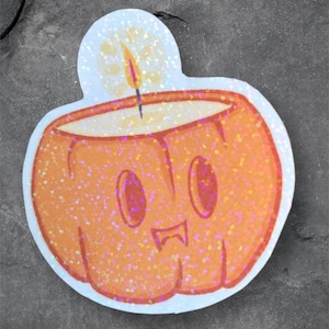 Cute Pumpkin Candle Sticker, Waterproof Stickers, Halloween Stickers, Halloween, Laptop Sticker