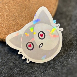 Cute Cat Sticker, Book Stickers, Laptop Stickers, Waterbottle Sticker, Holographic sticker, Cat
