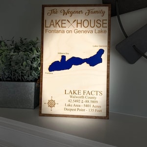 Wooden Lake Map Sign