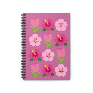 Pink Floral Spiral Notebook - Ruled Line