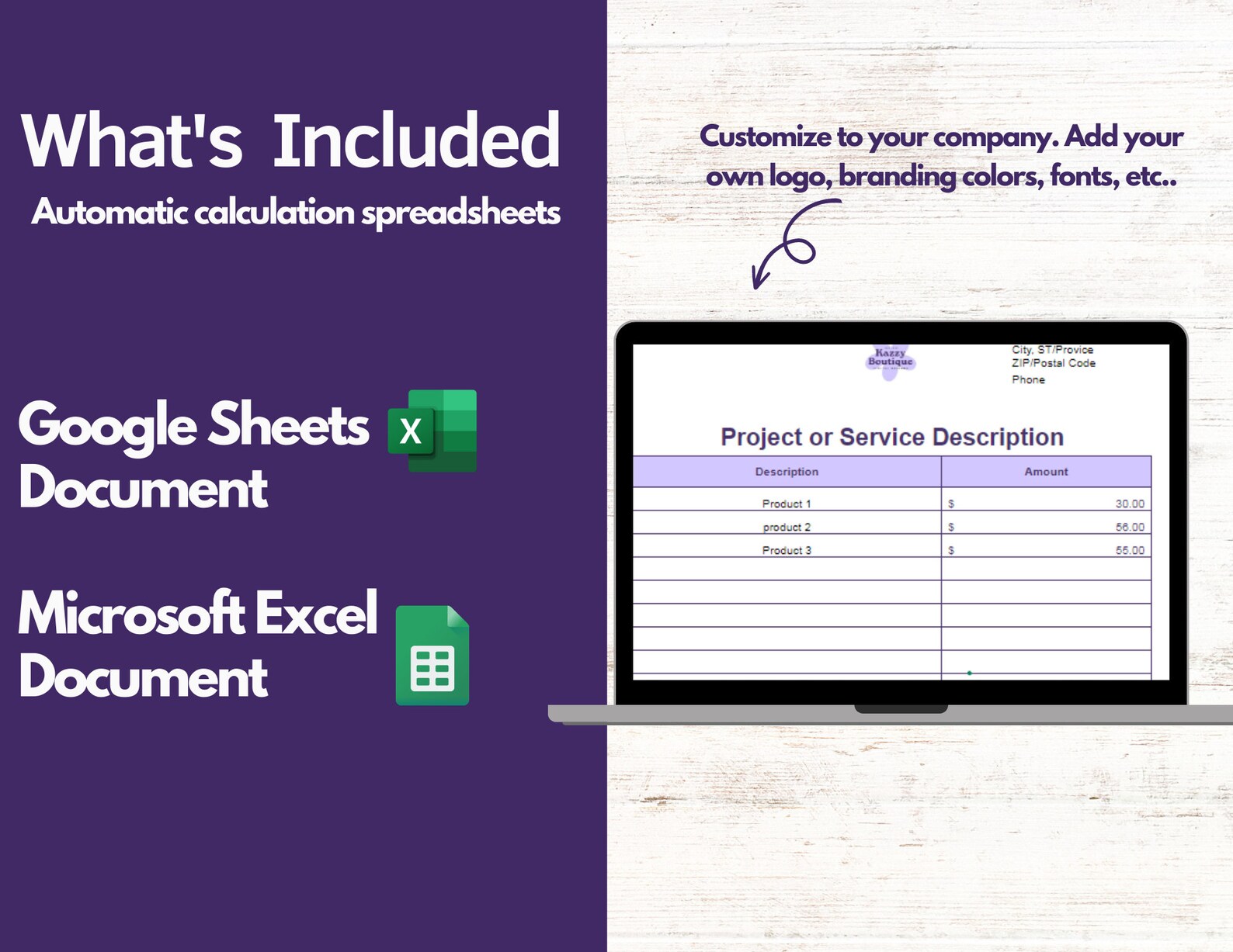 Custom Invoice Template Printable Custom Bookkeeping Etsy