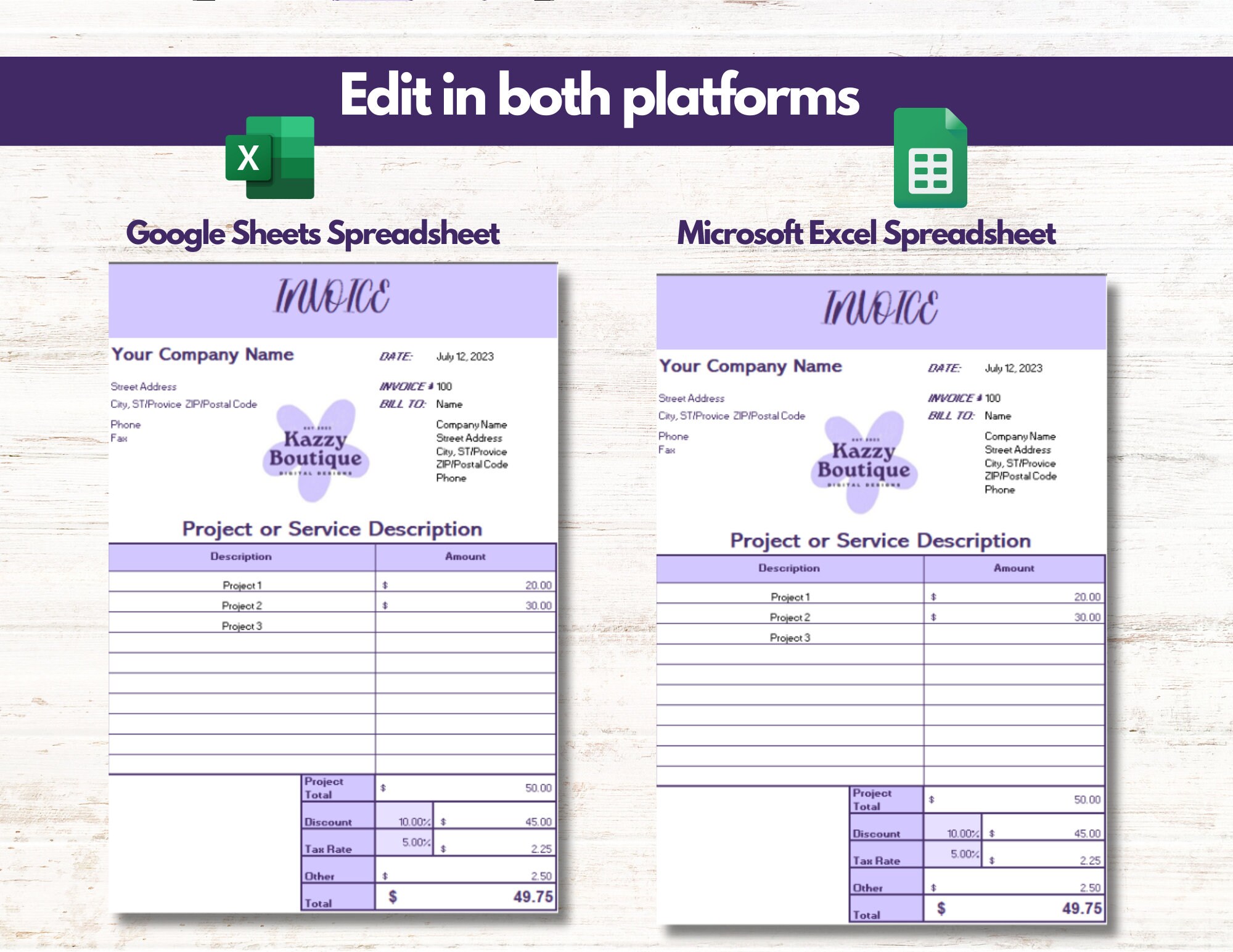 Custom Invoice Template Printable Custom Bookkeeping Etsy