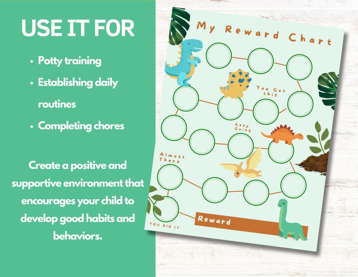 dinosaur-reward-chart-dinosaur-behavior-chart-toddler-potty-etsy