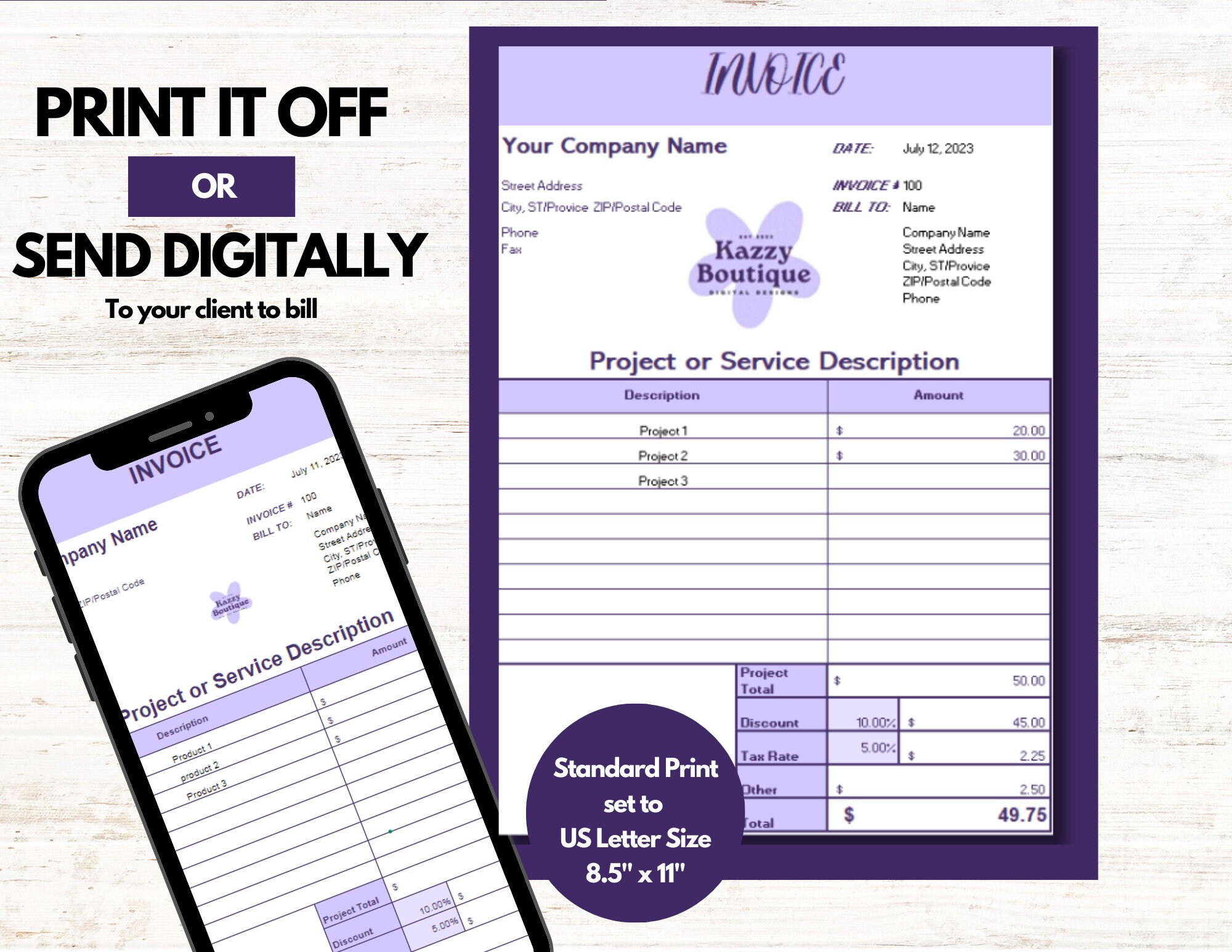 Custom Invoice Template Printable Custom Bookkeeping Etsy