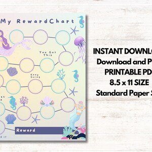 Mermaid Reward Chart, Mermaid Behavior Chart, Toddler Potty Sticker ...