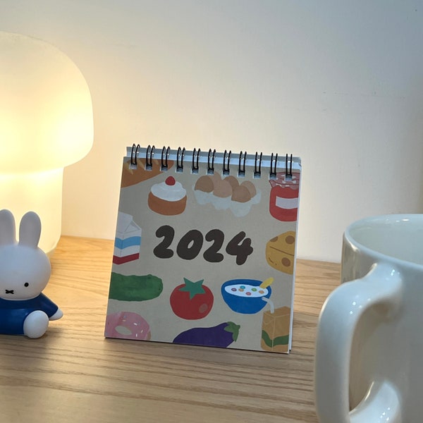 2024 Mini Desk Calendar for 12 months, Cute Desktop Mini Food Calendar, Small Calendar, Desk Accessory, Calendar 3.8 x 3.8