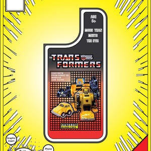 Op de afbeelding: Geel en rode grafische inleg voor iPhone Model #14, met een Transformers Autobot Bumblebee ontwerp. De inleg is 3D op maat geprint van ABS-hars en is verwisselbaar.