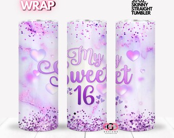 My Sweet 16, 16th birthday party, teen birthday gift, Gift for daughter celebrations - 20 oz tumbler