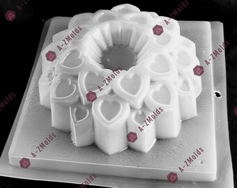 Molde de gelatina redondo rosca  de corazon, San Valentin, Valentine's Day 2.5L approx, circle jello Mold 3
