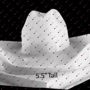 May include: White plastic mold of a cowboy hat, 5.5 inches tall.