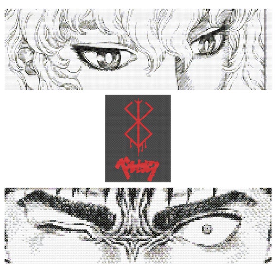 Berserk 3 Pieces (Guts' Eyes, Griffith's Eyes, Brand of Sacrifice) CrossStitch Pattern