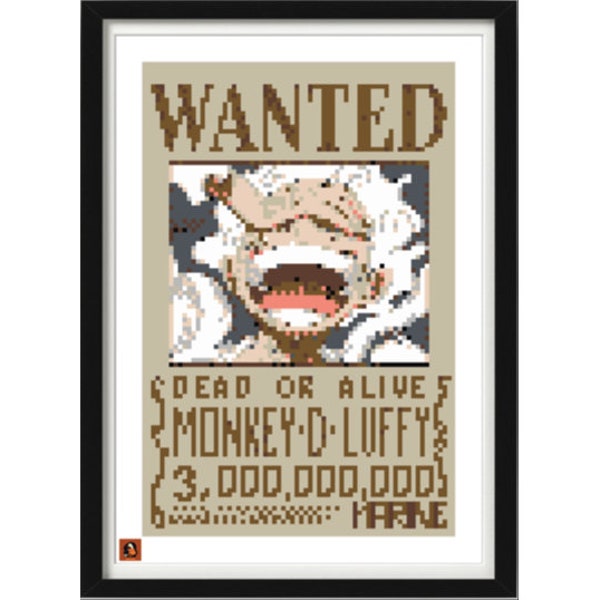 Monkey D Luffy from One Piece Wanted Poster Cross-Stitch Pattern-Easy Stitch Pattern