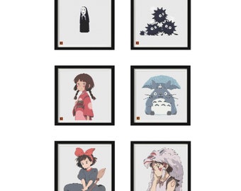 Ghibli Studios 6 Piece Cross-Stitch Pattern