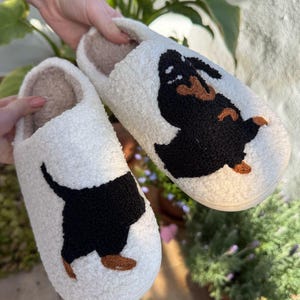 Dachshund Dog Cartoon Slippers Women fuzzy slippers with Custom Sack Personalised Gift Bag