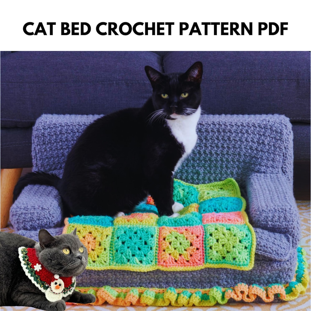 Cat Bed Crochet PATTERN PDF Pet Bed Cave Couch Kitty Sofa
