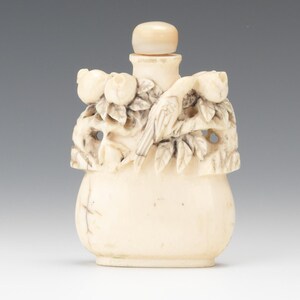 Antique Carved Magnum Snuff Bottle Bone / Organic Material