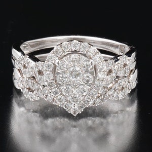 10K White Gold Diamond Bridal Ring Set, 1 Carat, Size 7