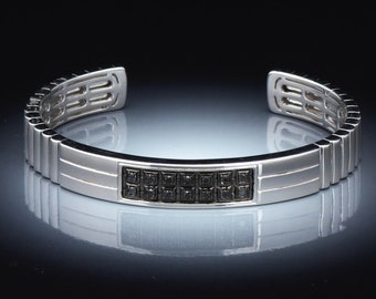 Bracciale in argento sterling e diamanti neri
