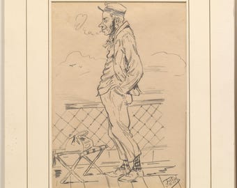 Pair of Portrait Sketches Charles Tronsens a.k.a. Carlo Gripp "Fritz"